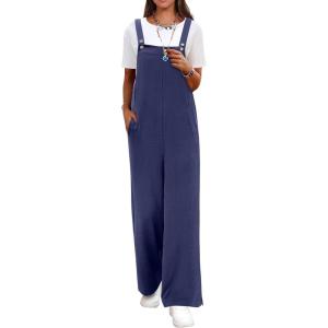 image:imageANRABESS Overalls for Women 2026 Summer Casual Loose One Piece Outfits Baggy Wide Leg Jumpers Lightweight Comfy RompersNavy Blue