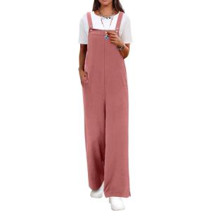 image:imageANRABESS Overalls for Women 2026 Summer Casual Loose One Piece Outfits Baggy Wide Leg Jumpers Lightweight Comfy RompersRust