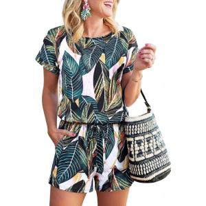 image:imageANRABESS Rompers for Women Summer 2026 Casual Dressy One Piece Tshirt Short Pants Jumpsuit Beach Vacation Outfit ClothesLeaf