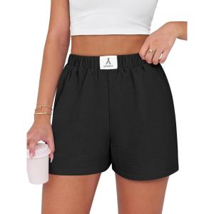 image:imageANRABESS Shorts for Women Summer Beach Cover Ups Casual High Waist Flowy Wide Leg 2026 Spring Vacation Lounge ShortsBlack