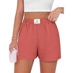 image:imageANRABESS Shorts for Women Summer Beach Cover Ups Casual High Waist Flowy Wide Leg 2026 Spring Vacation Lounge ShortsOrange Red