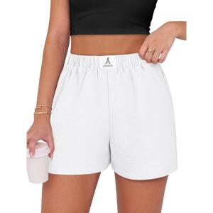 image:imageANRABESS Shorts for Women Summer Beach Cover Ups Casual High Waist Flowy Wide Leg 2026 Spring Vacation Lounge ShortsWhite