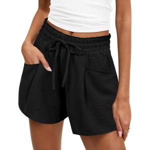 image:imageANRABESS Shorts for Women Summer Casual High Waist Drawstring Comfy Dressy Lounge 2026 Beach Vacation Shorts with PocketsBlack