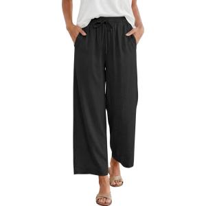 image:imageANRABESS Women Wide Leg Capri Pants Summer Palazzo High Waisted Casual Loose Lounge Flowy Cropped Beach Trousers Work OutfitsBlack