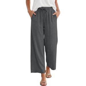 image:imageANRABESS Women Wide Leg Capri Pants Summer Palazzo High Waisted Casual Loose Lounge Flowy Cropped Beach Trousers Work OutfitsDark Gray