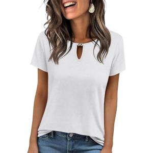 image:imageANRABESS Womens Short Sleeve Tops Summer Tshirts Cute Keyhole Neck Casual Basic Tee Dressy Work 2026 Spring Trendy OutfitsWhite