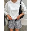 image:imageANRABESS Boxer Shorts for WomenGingham Plaid Elastic Waist RufflePerfect for LoungePajamaampSleepCute Casual Summer BottomsBlack White Plaid