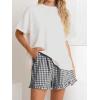image:imageANRABESS Boxer Shorts for WomenGingham Plaid Elastic Waist RufflePerfect for LoungePajamaampSleepCute Casual Summer BottomsBlack White Plaid