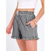 image:imageANRABESS Boxer Shorts for WomenGingham Plaid Elastic Waist RufflePerfect for LoungePajamaampSleepCute Casual Summer BottomsBlack White Plaid