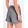 image:imageANRABESS Boxer Shorts for WomenGingham Plaid Elastic Waist RufflePerfect for LoungePajamaampSleepCute Casual Summer BottomsBlack White Plaid