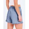 image:imageANRABESS Boxer Shorts for WomenGingham Plaid Elastic Waist RufflePerfect for LoungePajamaampSleepCute Casual Summer BottomsBlue White Plaid
