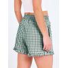 image:imageANRABESS Boxer Shorts for WomenGingham Plaid Elastic Waist RufflePerfect for LoungePajamaampSleepCute Casual Summer BottomsDeep Green White Plaid