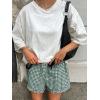 image:imageANRABESS Boxer Shorts for WomenGingham Plaid Elastic Waist RufflePerfect for LoungePajamaampSleepCute Casual Summer BottomsDeep Green White Plaid