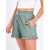 image:imageANRABESS Boxer Shorts for WomenGingham Plaid Elastic Waist RufflePerfect for LoungePajamaampSleepCute Casual Summer BottomsDeep Green White Plaid