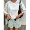 image:imageANRABESS Boxer Shorts for WomenGingham Plaid Elastic Waist RufflePerfect for LoungePajamaampSleepCute Casual Summer BottomsGreen White Plaid