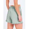 image:imageANRABESS Boxer Shorts for WomenGingham Plaid Elastic Waist RufflePerfect for LoungePajamaampSleepCute Casual Summer BottomsGreen White Plaid