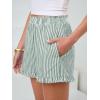 image:imageANRABESS Boxer Shorts for WomenGingham Plaid Elastic Waist RufflePerfect for LoungePajamaampSleepCute Casual Summer BottomsGreen White Stripe