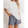 image:imageANRABESS Boxer Shorts for WomenGingham Plaid Elastic Waist RufflePerfect for LoungePajamaampSleepCute Casual Summer BottomsNavy Blue White Plaid