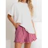 image:imageANRABESS Boxer Shorts for WomenGingham Plaid Elastic Waist RufflePerfect for LoungePajamaampSleepCute Casual Summer BottomsRed White Plaid