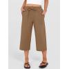 image:imageANRABESS Capris Pants for Women Summer Casual Loose Drawstring Elastic High Waist Straight 2026 Lounge Beach Cropped TrousersBrown
