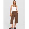 image:imageANRABESS Capris Pants for Women Summer Casual Loose Drawstring Elastic High Waist Straight 2026 Lounge Beach Cropped TrousersCoffee