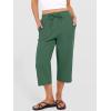image:imageANRABESS Capris Pants for Women Summer Casual Loose Drawstring Elastic High Waist Straight 2026 Lounge Beach Cropped TrousersForest Green
