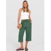 image:imageANRABESS Capris Pants for Women Summer Casual Loose Drawstring Elastic High Waist Straight 2026 Lounge Beach Cropped TrousersForest Green