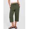 image:imageANRABESS Capris Pants for Women Summer Casual Loose Drawstring Elastic High Waist Straight 2026 Lounge Beach Cropped TrousersGreen