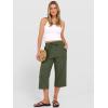 image:imageANRABESS Capris Pants for Women Summer Casual Loose Drawstring Elastic High Waist Straight 2026 Lounge Beach Cropped TrousersGreen
