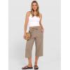 image:imageANRABESS Capris Pants for Women Summer Casual Loose Drawstring Elastic High Waist Straight 2026 Lounge Beach Cropped TrousersKhaki