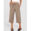 image:imageANRABESS Capris Pants for Women Summer Casual Loose Drawstring Elastic High Waist Straight 2026 Lounge Beach Cropped TrousersKhaki