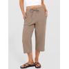 image:imageANRABESS Capris Pants for Women Summer Casual Loose Drawstring Elastic High Waist Straight 2026 Lounge Beach Cropped TrousersKhaki