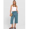 image:imageANRABESS Capris Pants for Women Summer Casual Loose Drawstring Elastic High Waist Straight 2026 Lounge Beach Cropped TrousersLake Bule