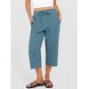 image:imageANRABESS Capris Pants for Women Summer Casual Loose Drawstring Elastic High Waist Straight 2026 Lounge Beach Cropped TrousersLake Bule