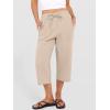 image:imageANRABESS Capris Pants for Women Summer Casual Loose Drawstring Elastic High Waist Straight 2026 Lounge Beach Cropped TrousersLight Beige