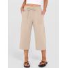 image:imageANRABESS Capris Pants for Women Summer Casual Loose Drawstring Elastic High Waist Straight 2026 Lounge Beach Cropped TrousersLight Beige