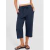 image:imageANRABESS Capris Pants for Women Summer Casual Loose Drawstring Elastic High Waist Straight 2026 Lounge Beach Cropped TrousersNavy Blue
