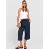 image:imageANRABESS Capris Pants for Women Summer Casual Loose Drawstring Elastic High Waist Straight 2026 Lounge Beach Cropped TrousersNavy Blue