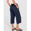 image:imageANRABESS Capris Pants for Women Summer Casual Loose Drawstring Elastic High Waist Straight 2026 Lounge Beach Cropped TrousersNavy Blue