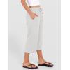 image:imageANRABESS Capris Pants for Women Summer Casual Loose Drawstring Elastic High Waist Straight 2026 Lounge Beach Cropped TrousersOffwhite