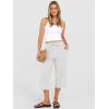 image:imageANRABESS Capris Pants for Women Summer Casual Loose Drawstring Elastic High Waist Straight 2026 Lounge Beach Cropped TrousersOffwhite