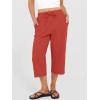 image:imageANRABESS Capris Pants for Women Summer Casual Loose Drawstring Elastic High Waist Straight 2026 Lounge Beach Cropped TrousersOrange Red