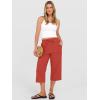 image:imageANRABESS Capris Pants for Women Summer Casual Loose Drawstring Elastic High Waist Straight 2026 Lounge Beach Cropped TrousersOrange Red