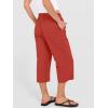 image:imageANRABESS Capris Pants for Women Summer Casual Loose Drawstring Elastic High Waist Straight 2026 Lounge Beach Cropped TrousersOrange Red