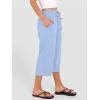 image:imageANRABESS Capris Pants for Women Summer Casual Loose Drawstring Elastic High Waist Straight 2026 Lounge Beach Cropped TrousersSky Blue