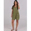 image:imageANRABESS Rompers for Women Summer Casual Short Sleeve Jumpsuits V Neck Loose Fit One Piece Outfits with Pockets 2026 ClothesArmy Green