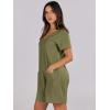 image:imageANRABESS Rompers for Women Summer Casual Short Sleeve Jumpsuits V Neck Loose Fit One Piece Outfits with Pockets 2026 ClothesArmy Green