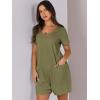 image:imageANRABESS Rompers for Women Summer Casual Short Sleeve Jumpsuits V Neck Loose Fit One Piece Outfits with Pockets 2026 ClothesArmy Green