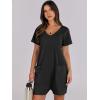 image:imageANRABESS Rompers for Women Summer Casual Short Sleeve Jumpsuits V Neck Loose Fit One Piece Outfits with Pockets 2026 ClothesBlack