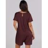 image:imageANRABESS Rompers for Women Summer Casual Short Sleeve Jumpsuits V Neck Loose Fit One Piece Outfits with Pockets 2026 ClothesBurgundy